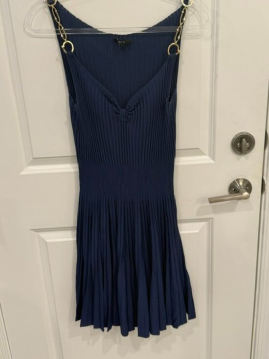 Gucci Dresses & Skirts - Gucci Navy Blue Mini Dress with Gold Chain Straps